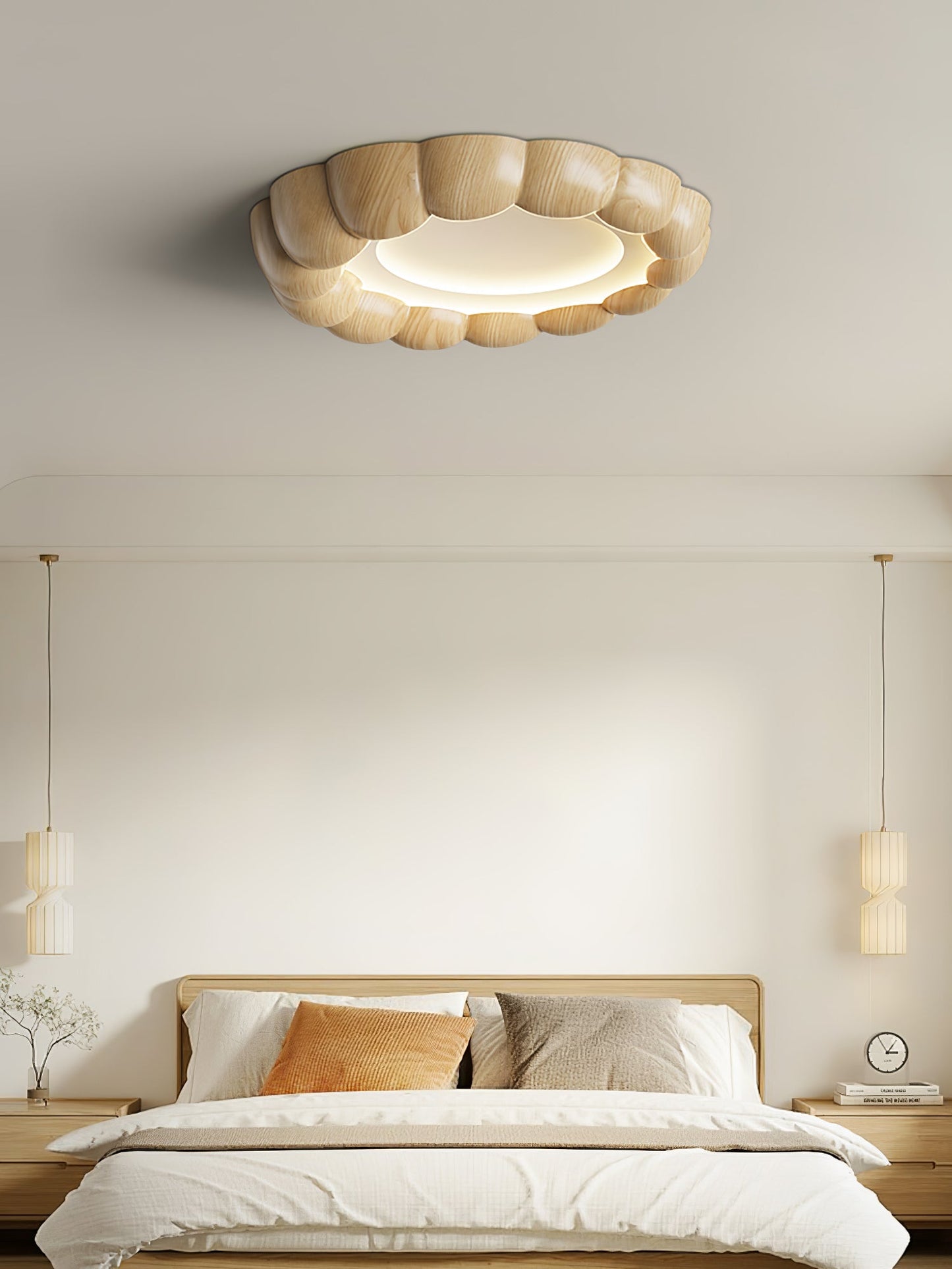 Faux Wood Ripple Ceiling Lamp