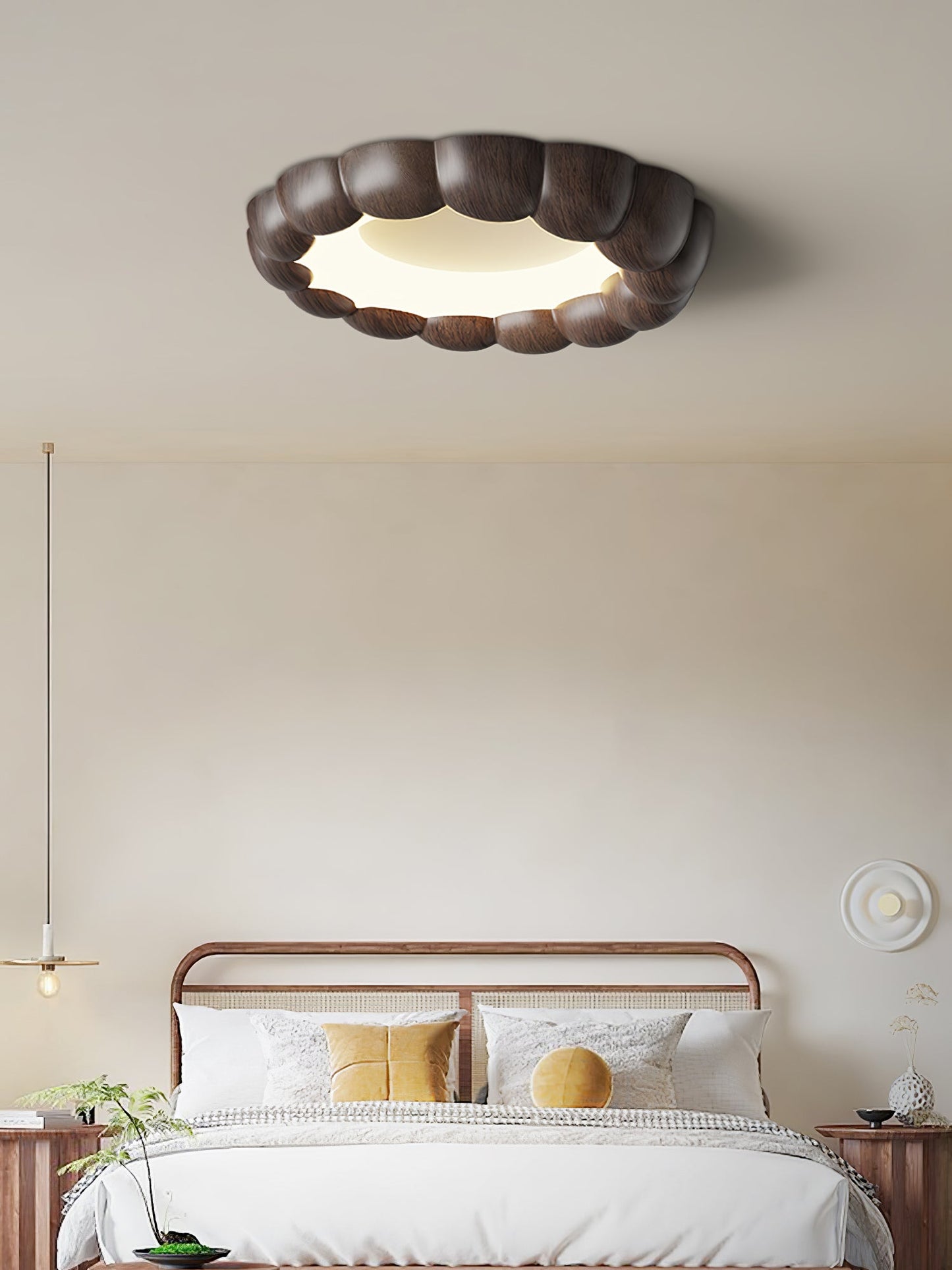 Faux Wood Ripple Ceiling Lamp