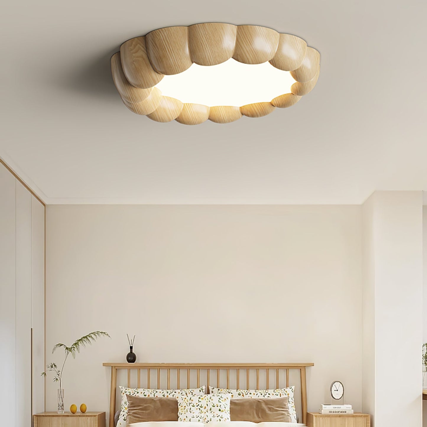 Faux Wood Ripple Ceiling Lamp