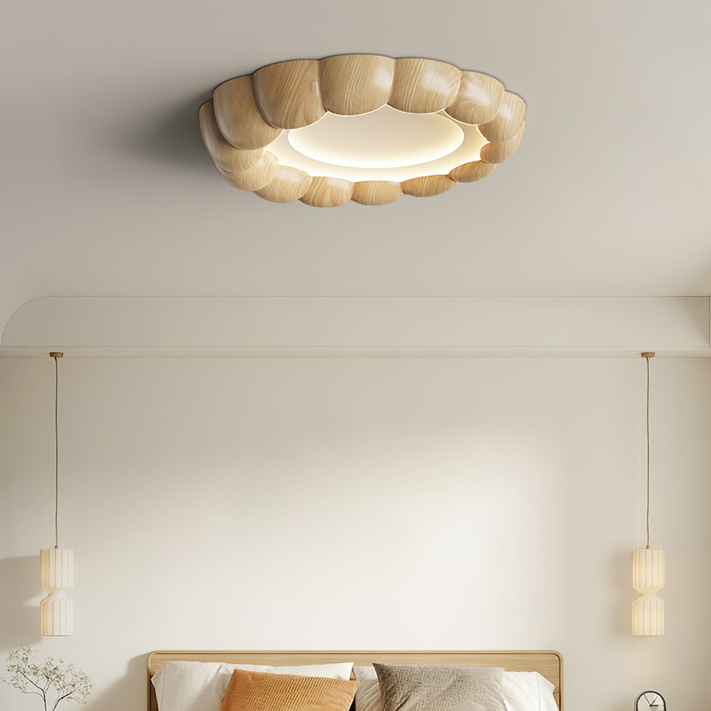 Faux Wood Ripple Ceiling Lamp