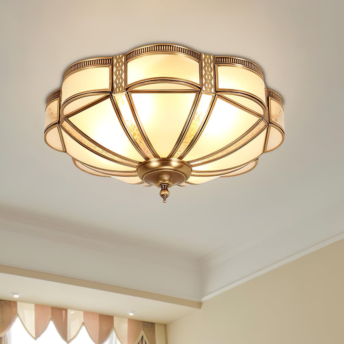 Floral Brass Ceiling Lamp