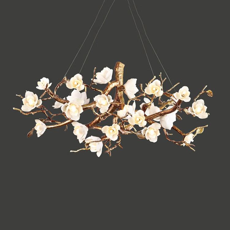 Flower Bloom Branch Brass Chandelier