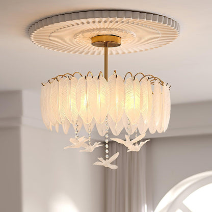 Glass Feather Ceiling Light