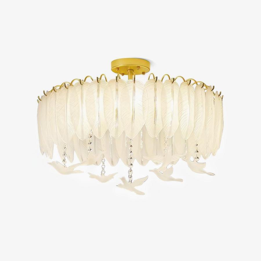 Glass Feather Ceiling Light