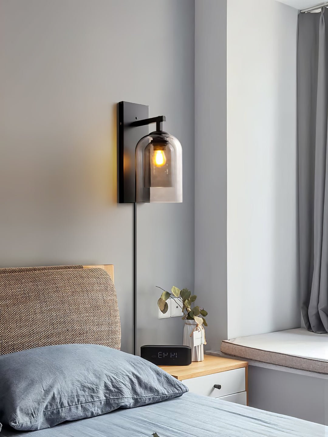 Glass Tubular Plug-in Wall Lamp