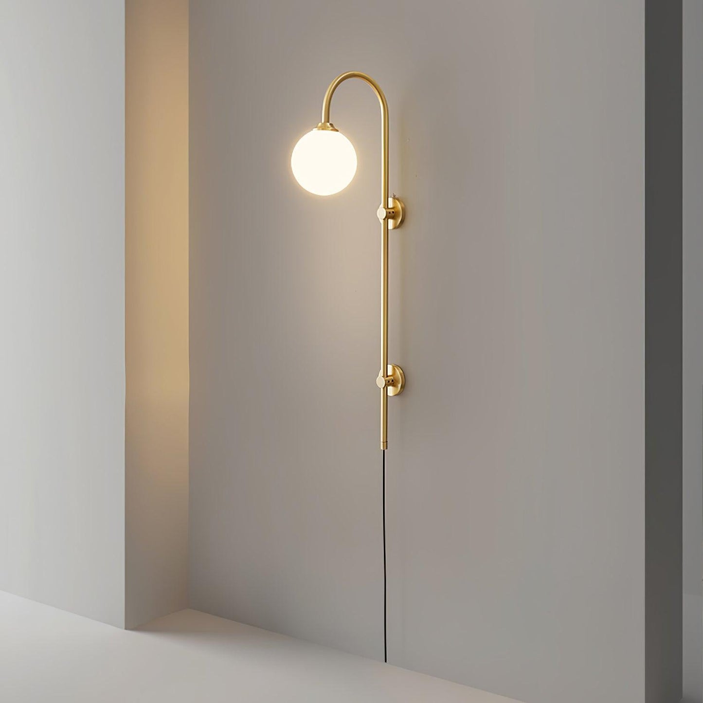 Globe Brass Plug-in Wall Sconce