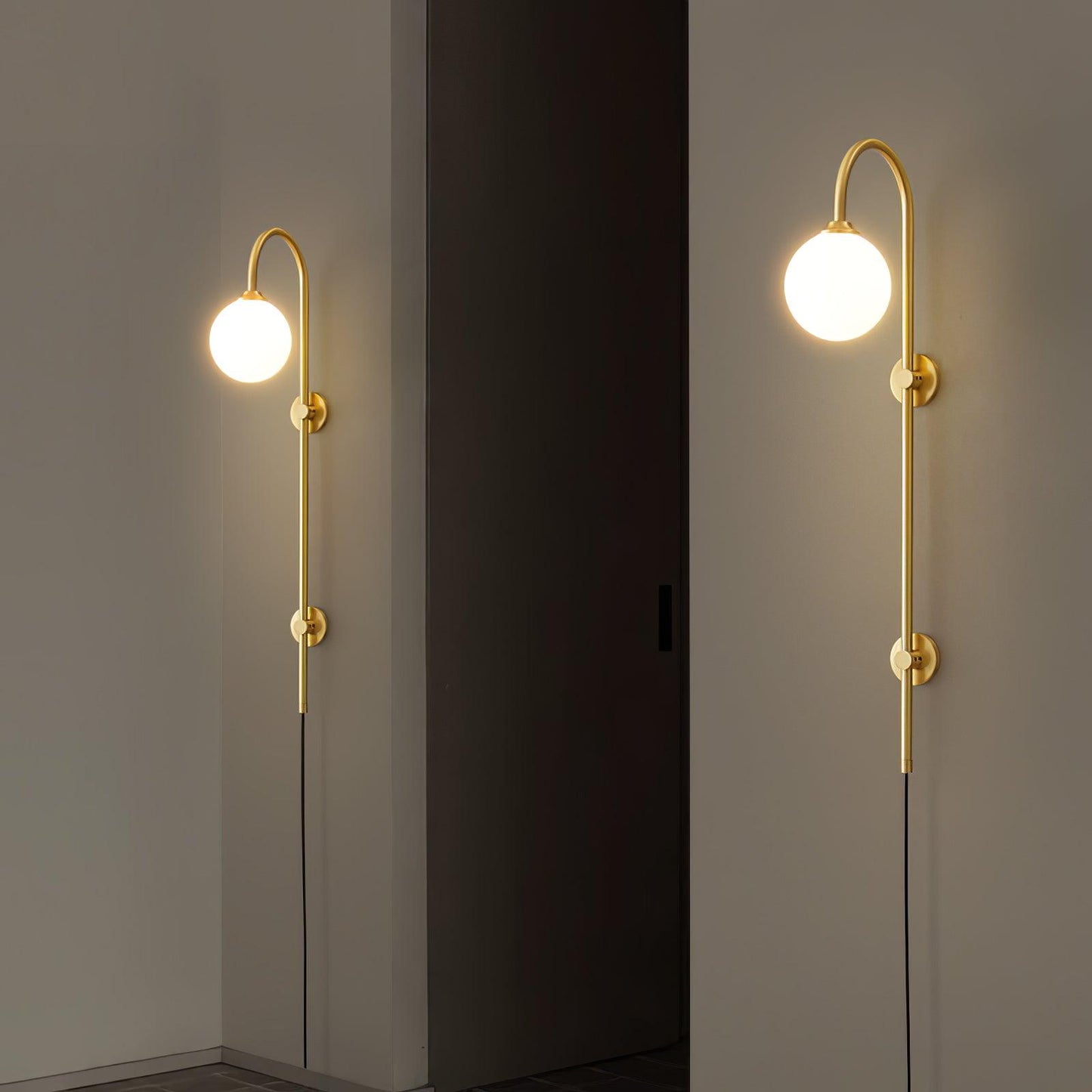 Globe Brass Plug-in Wall Sconce