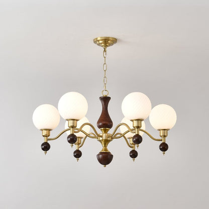 Globe Orb Wood Chandelier