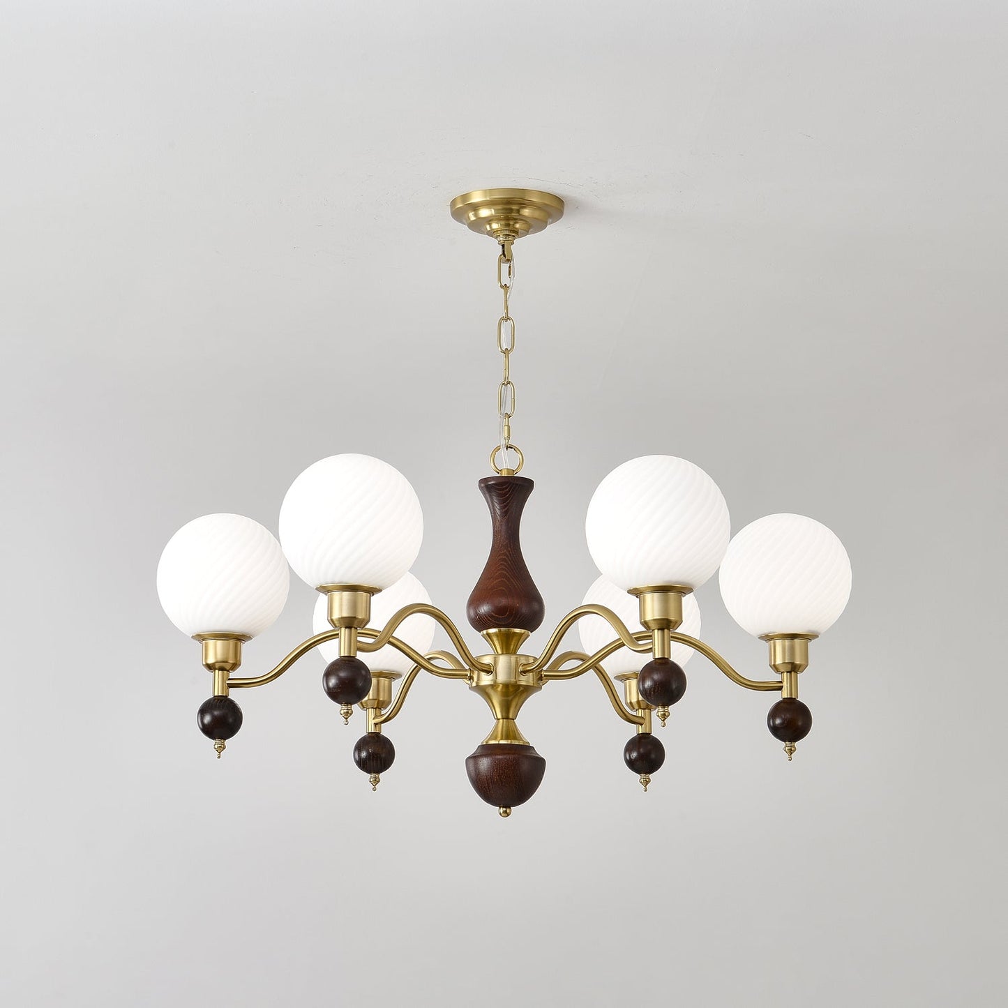 Globe Orb Wood Chandelier