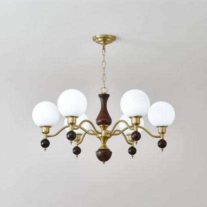 Globe Orb Wood Chandelier