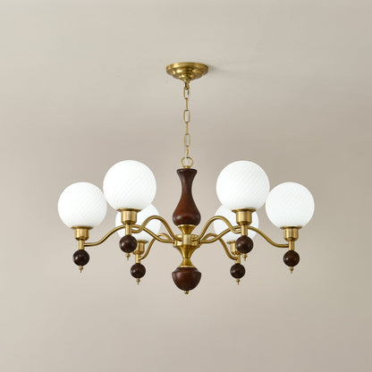 Globe Orb Wood Chandelier