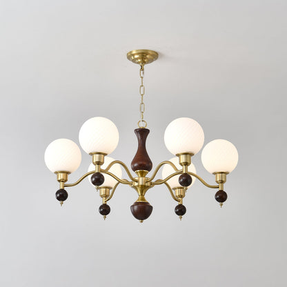 Globe Orb Wood Chandelier