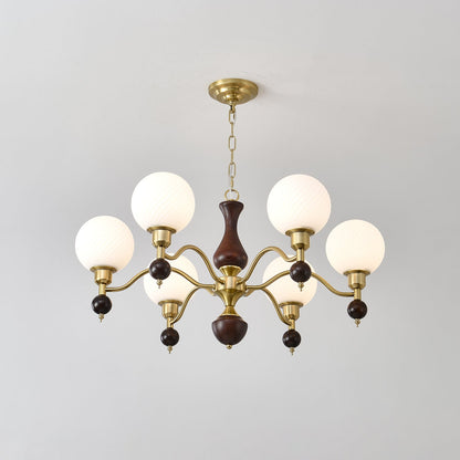 Globe Orb Wood Chandelier