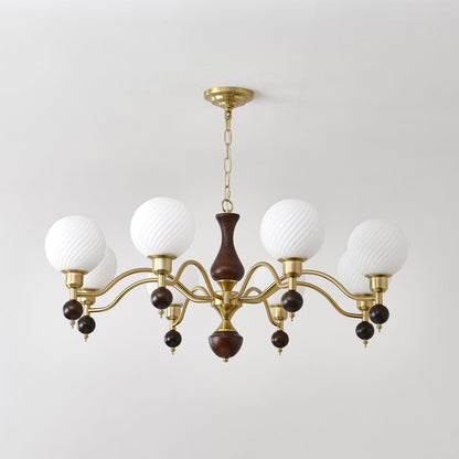 Globe Orb Wood Chandelier