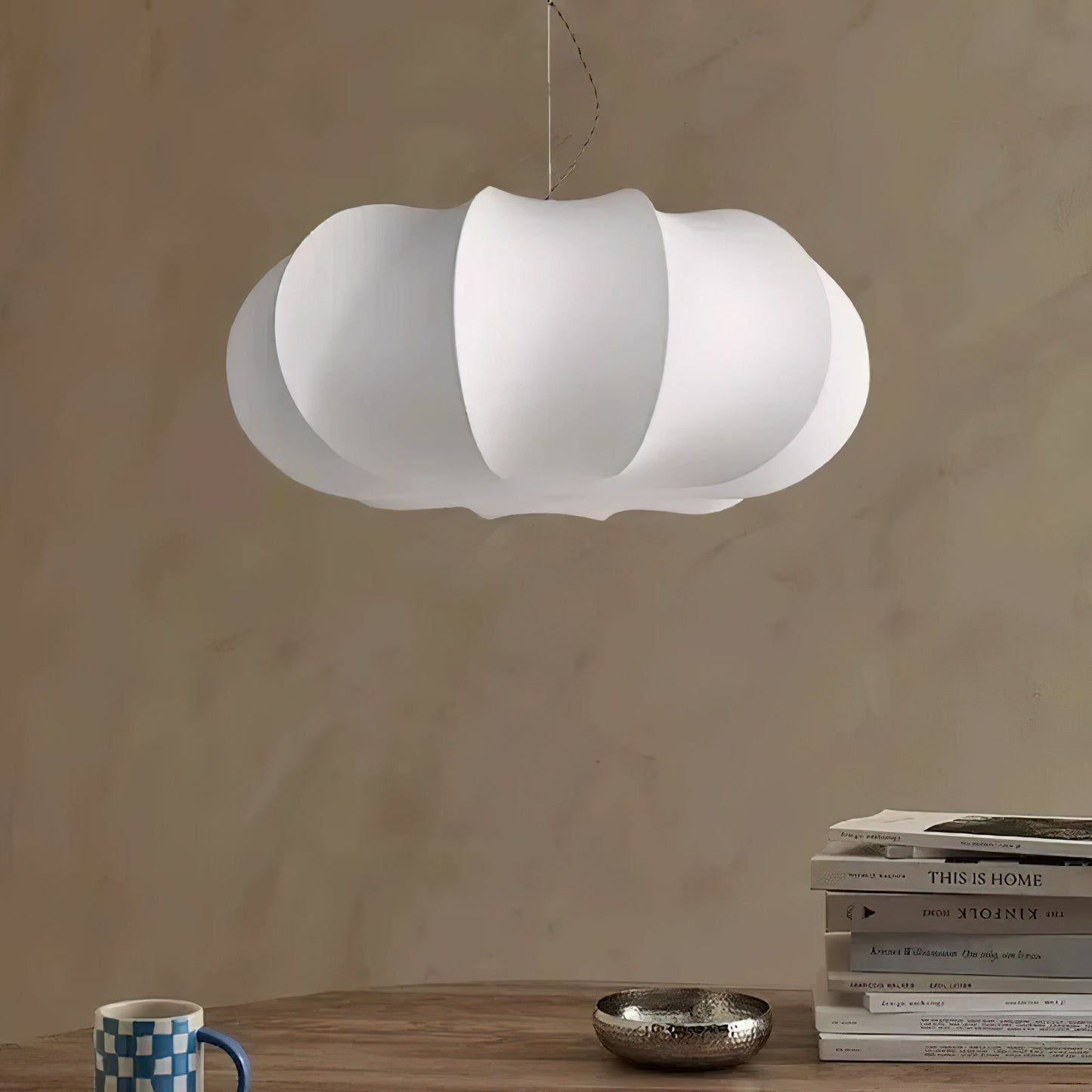 Oblate Silk Pendant Lamp