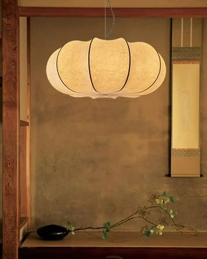 Oblate Silk Pendant Lamp