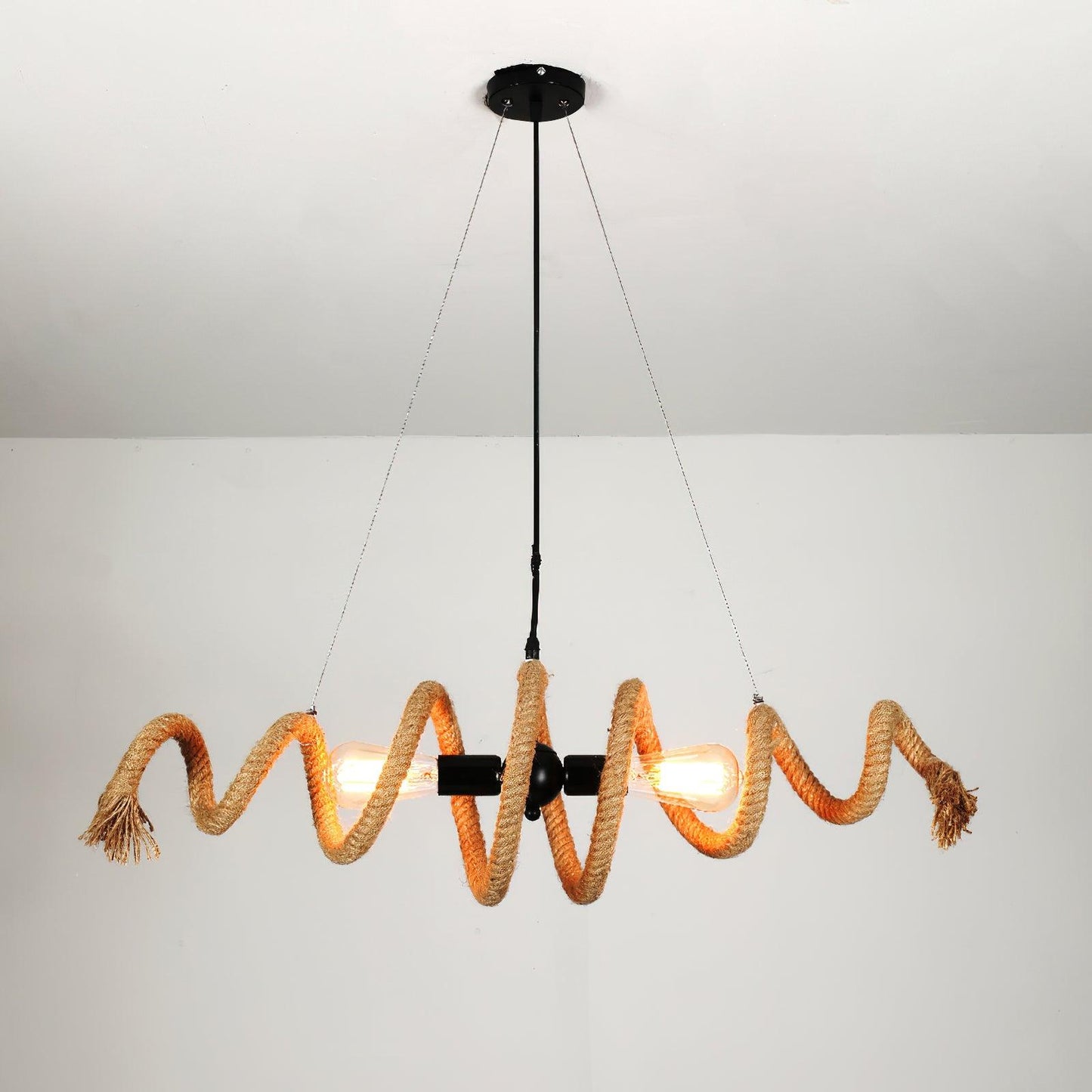 Hemp Rope Industrial Spiral Chandelier