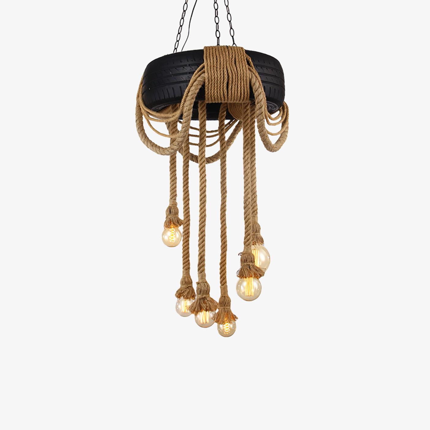 Hemp Rope Industrial Tire Chandelier