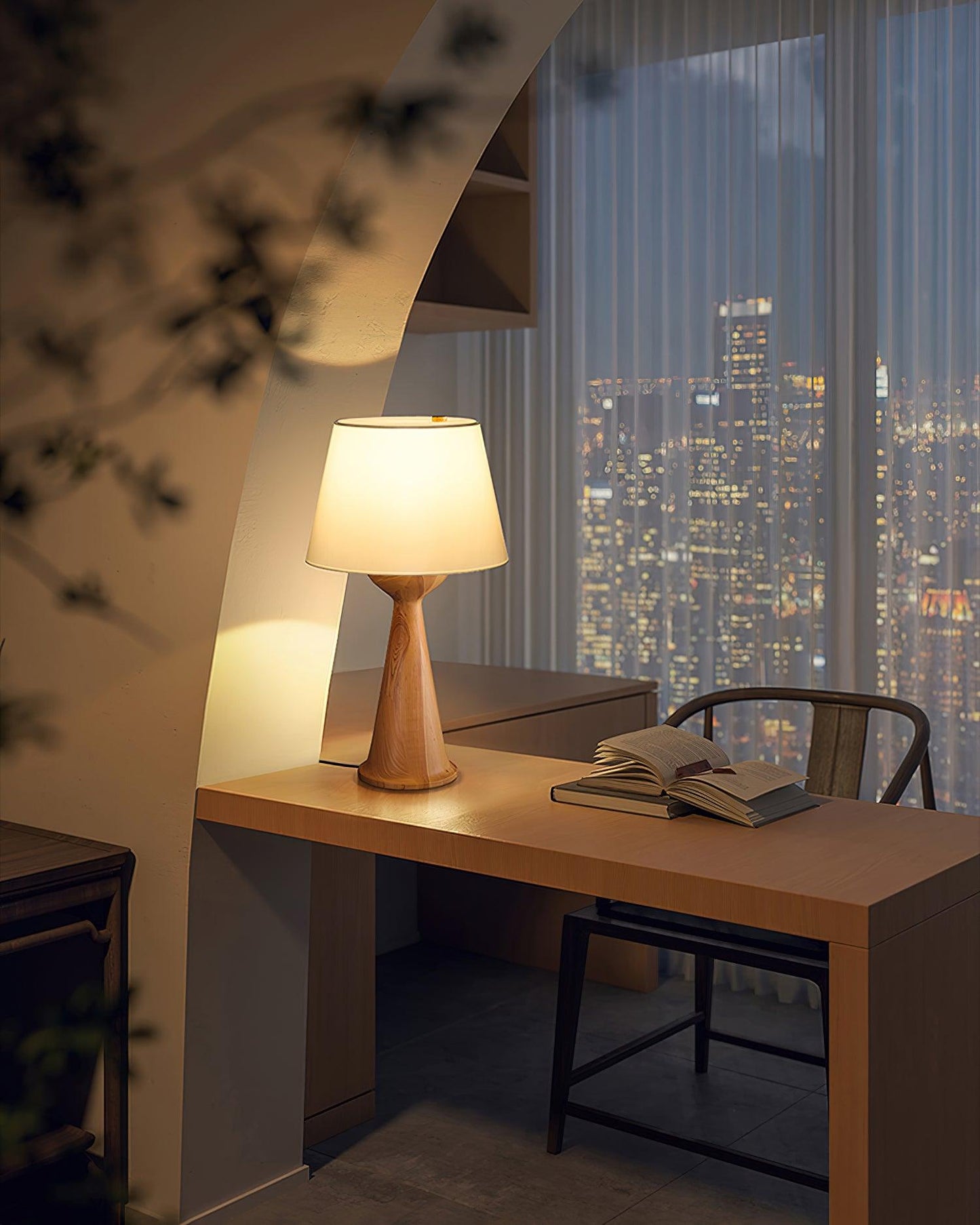 Hourglass Wood Table Lamp