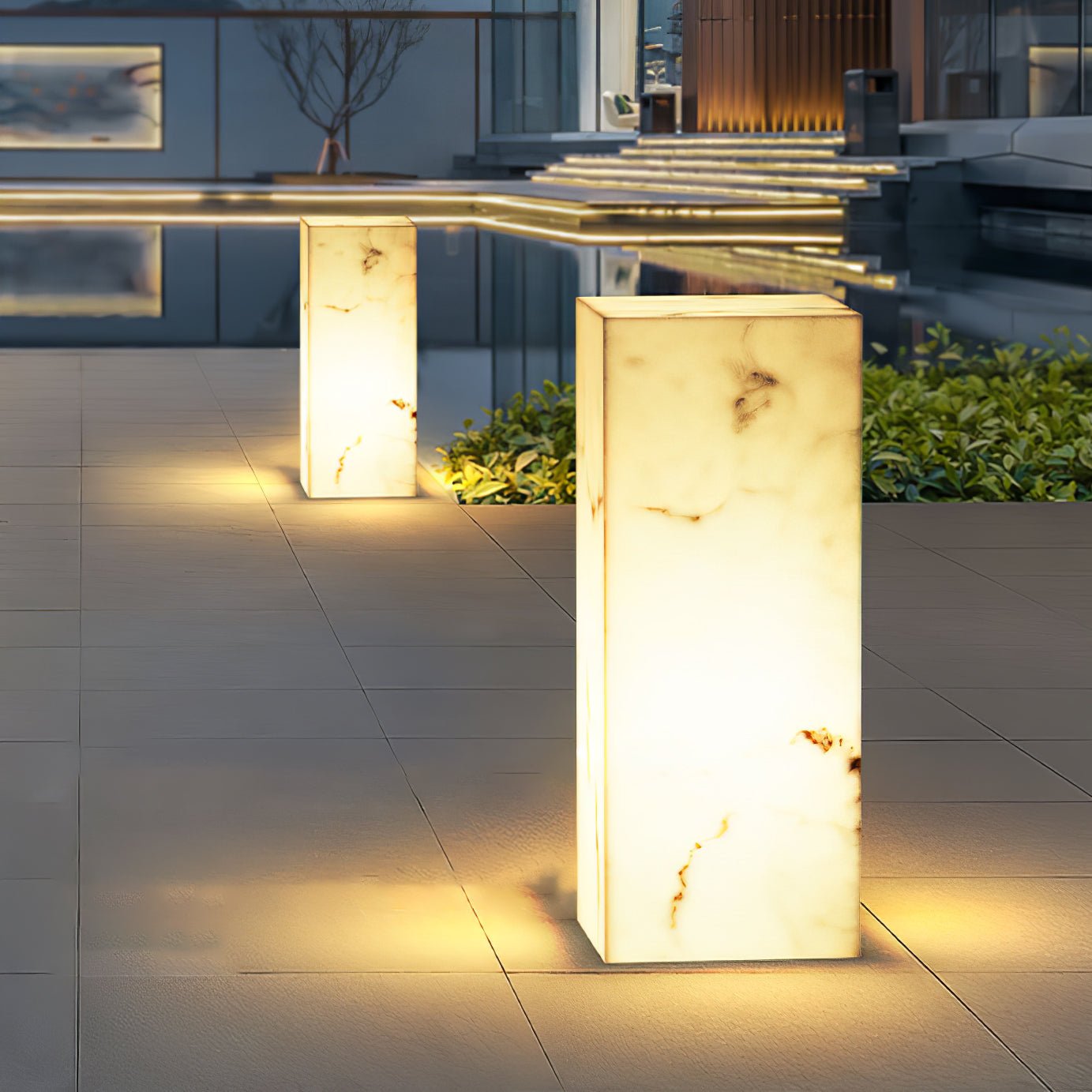 Imitation Marble Cube Outdoor Light