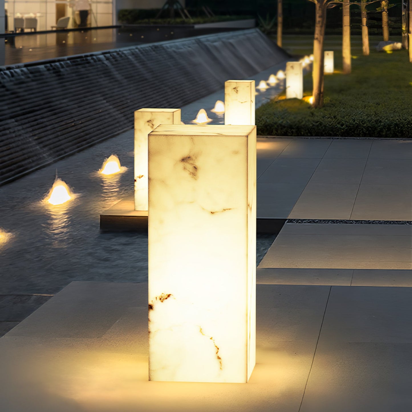 Imitation Marble Cube Outdoor Light