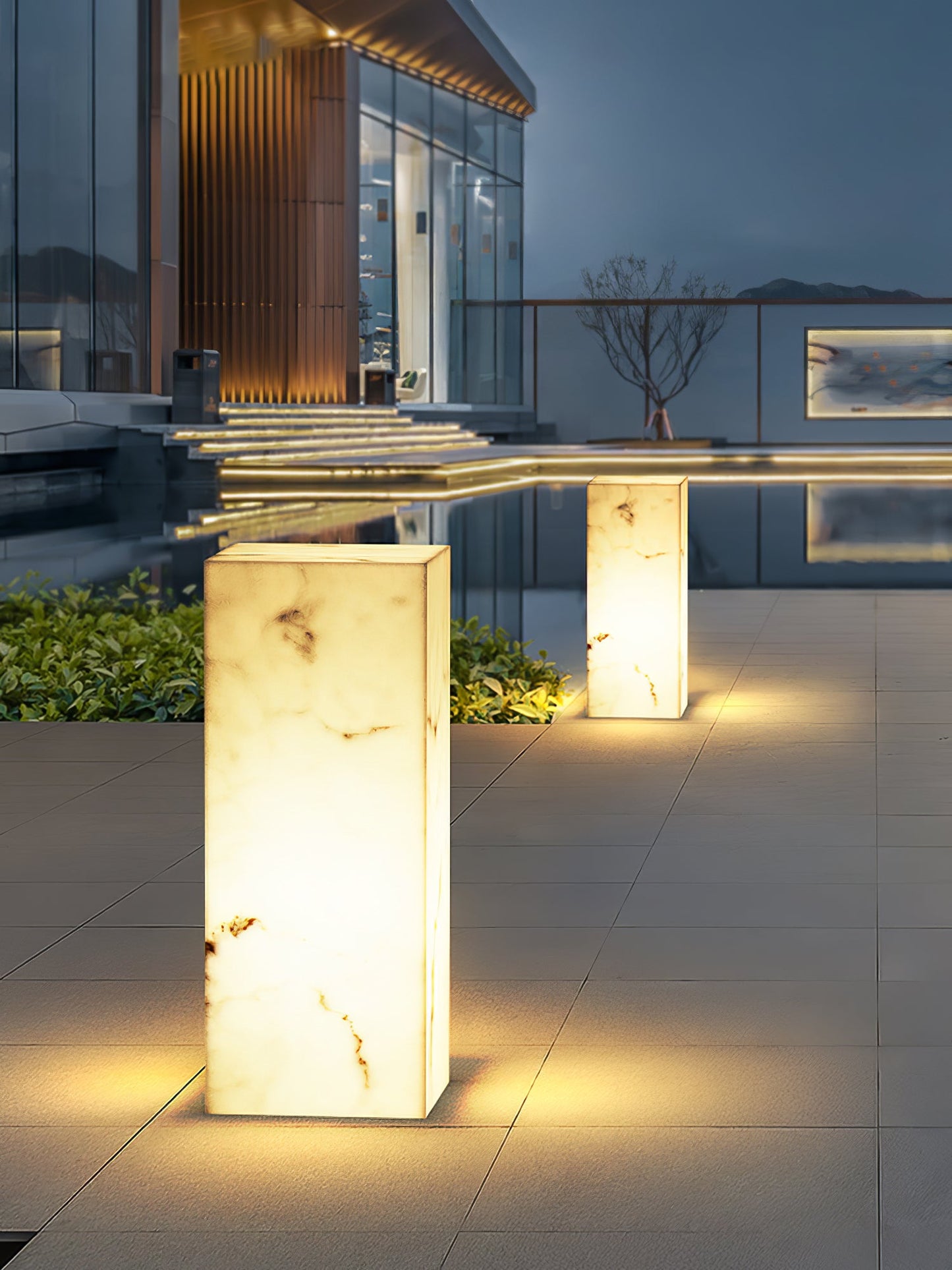 Imitation Marble Cube Outdoor Light