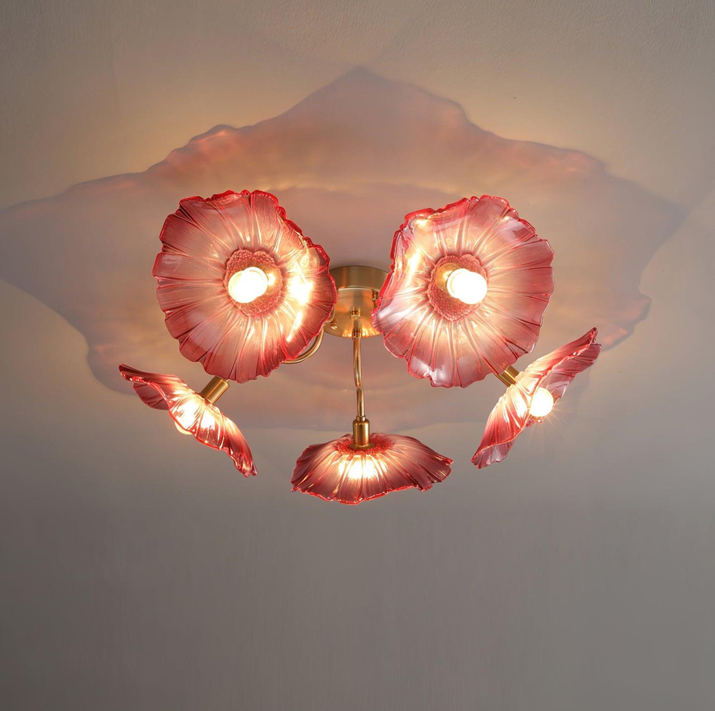Deckenlampe aus Lotusblattglas