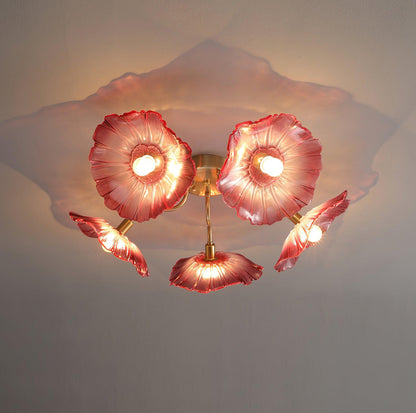 Lotus Leaf Glass Ceiling Lamp