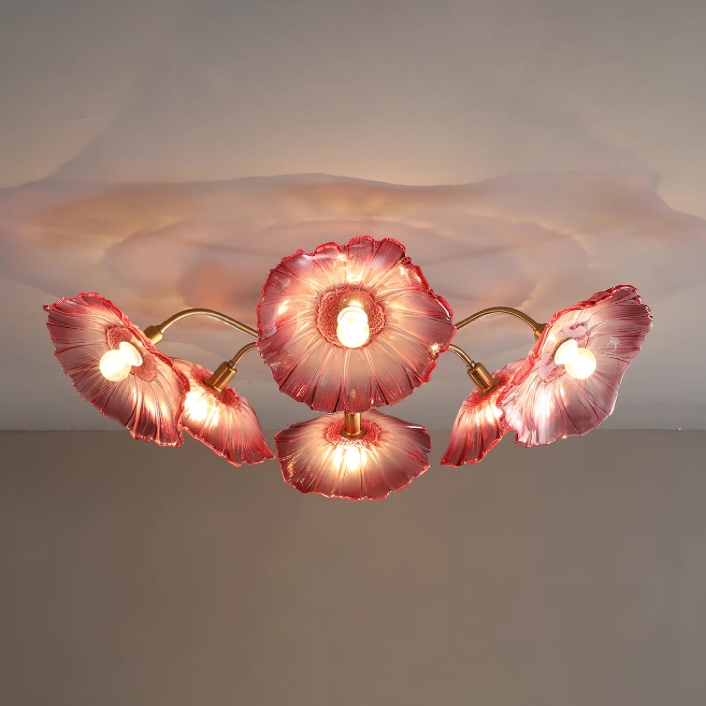 Deckenlampe aus Lotusblattglas