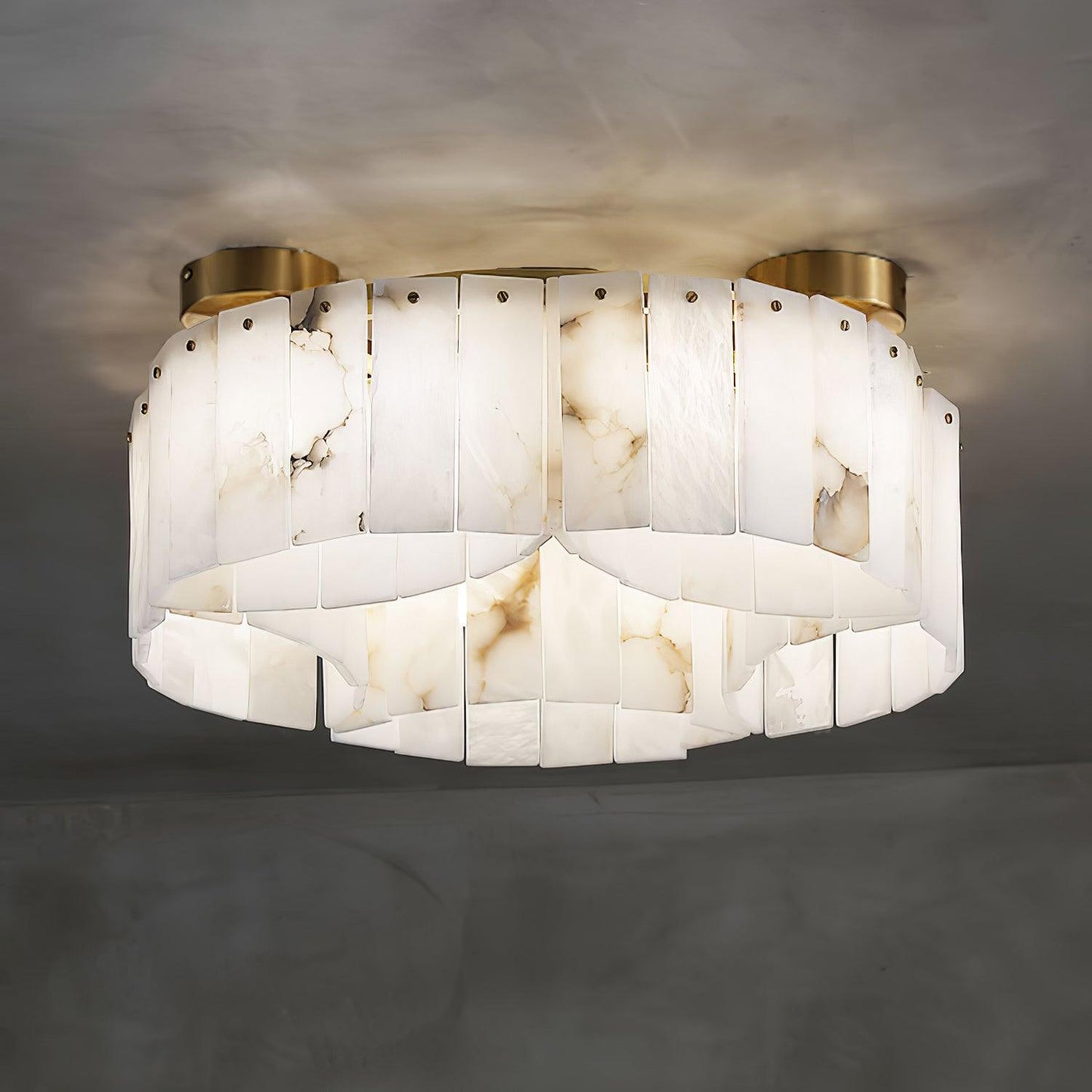 Luxuriöse Deckenlampe aus Alabastermessing