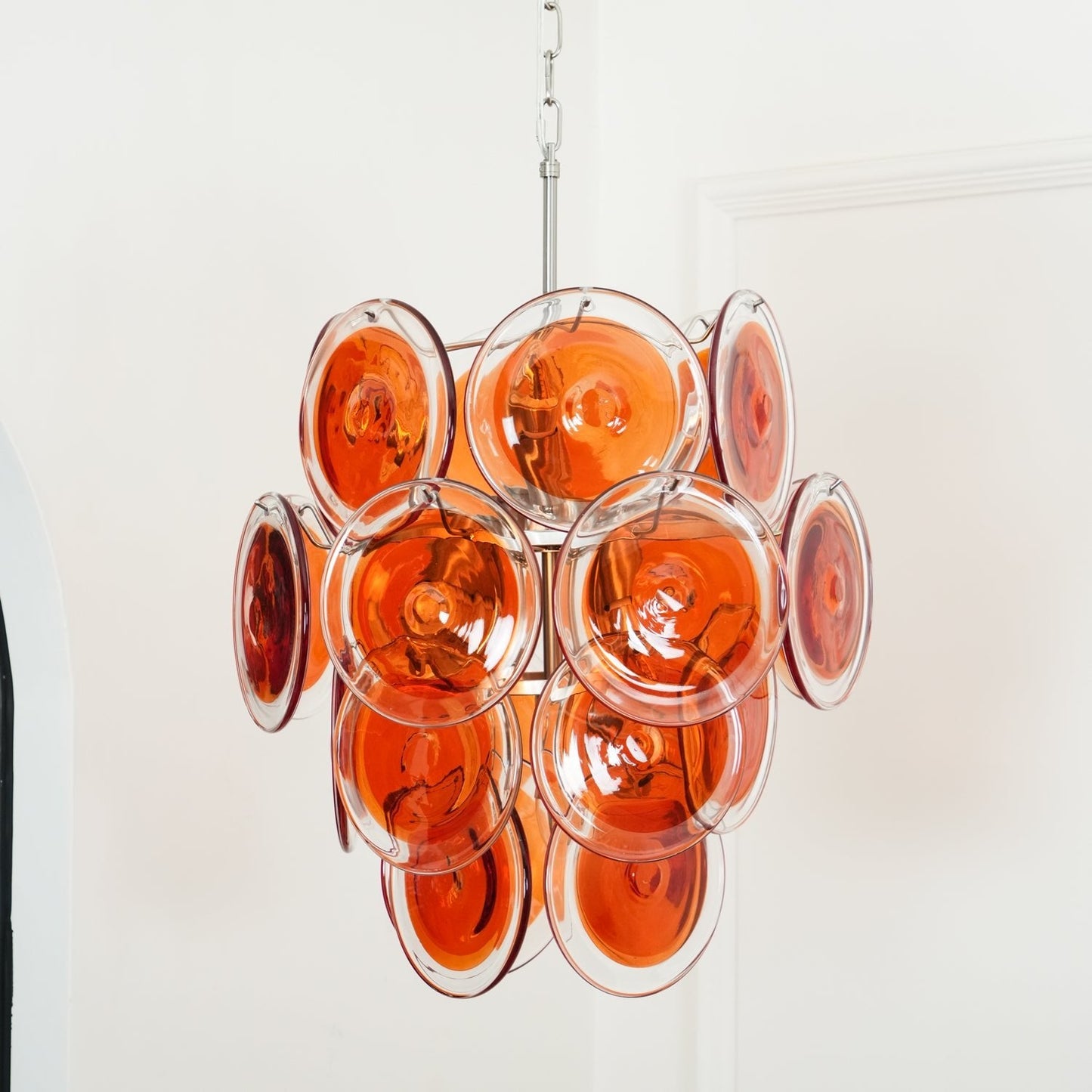 Murano Orange Disk Glass Chandelier