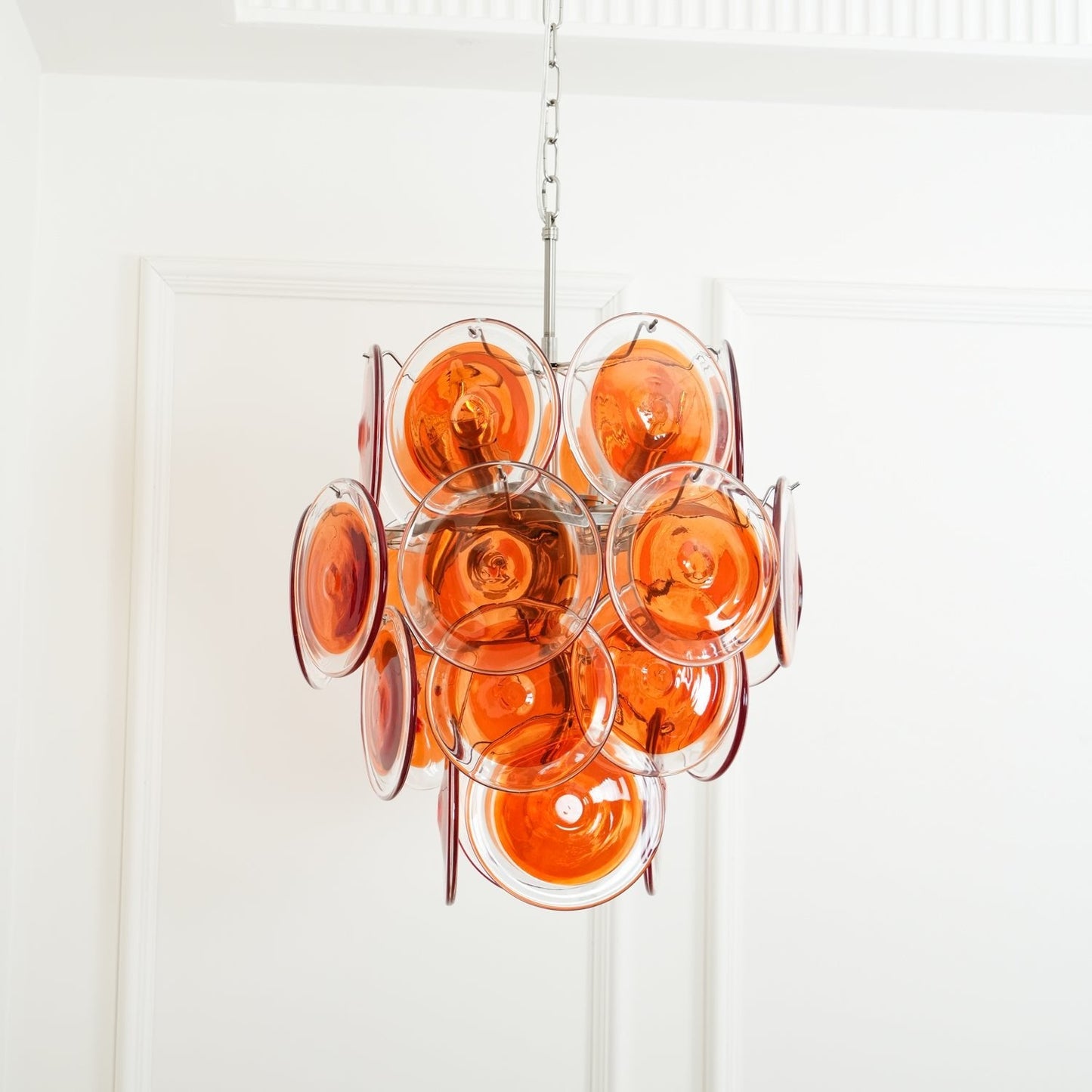 Murano Orange Disk Glass Chandelier