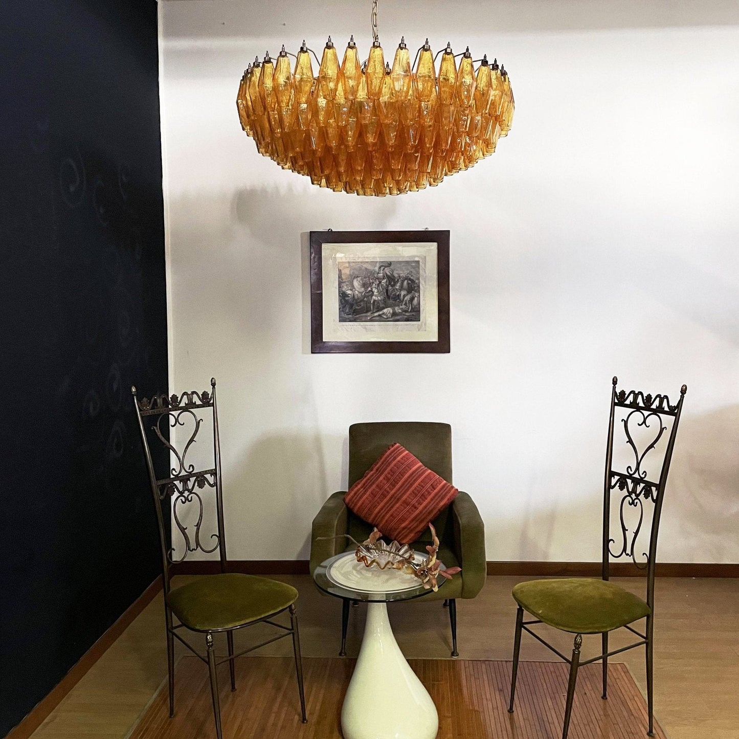 Murano Rhombus Amber Glass Chandelier