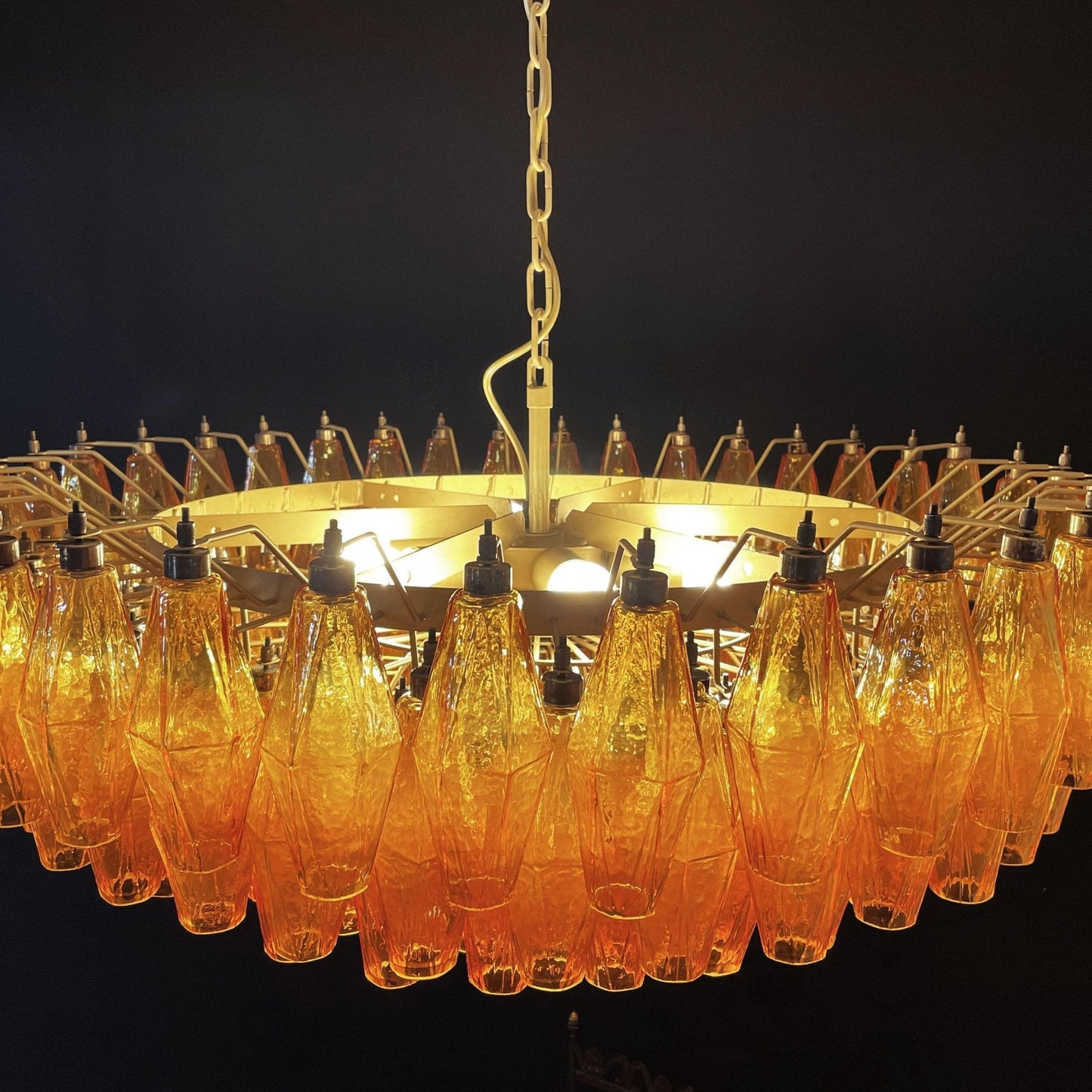 Murano Rhombus Amber Glass Chandelier