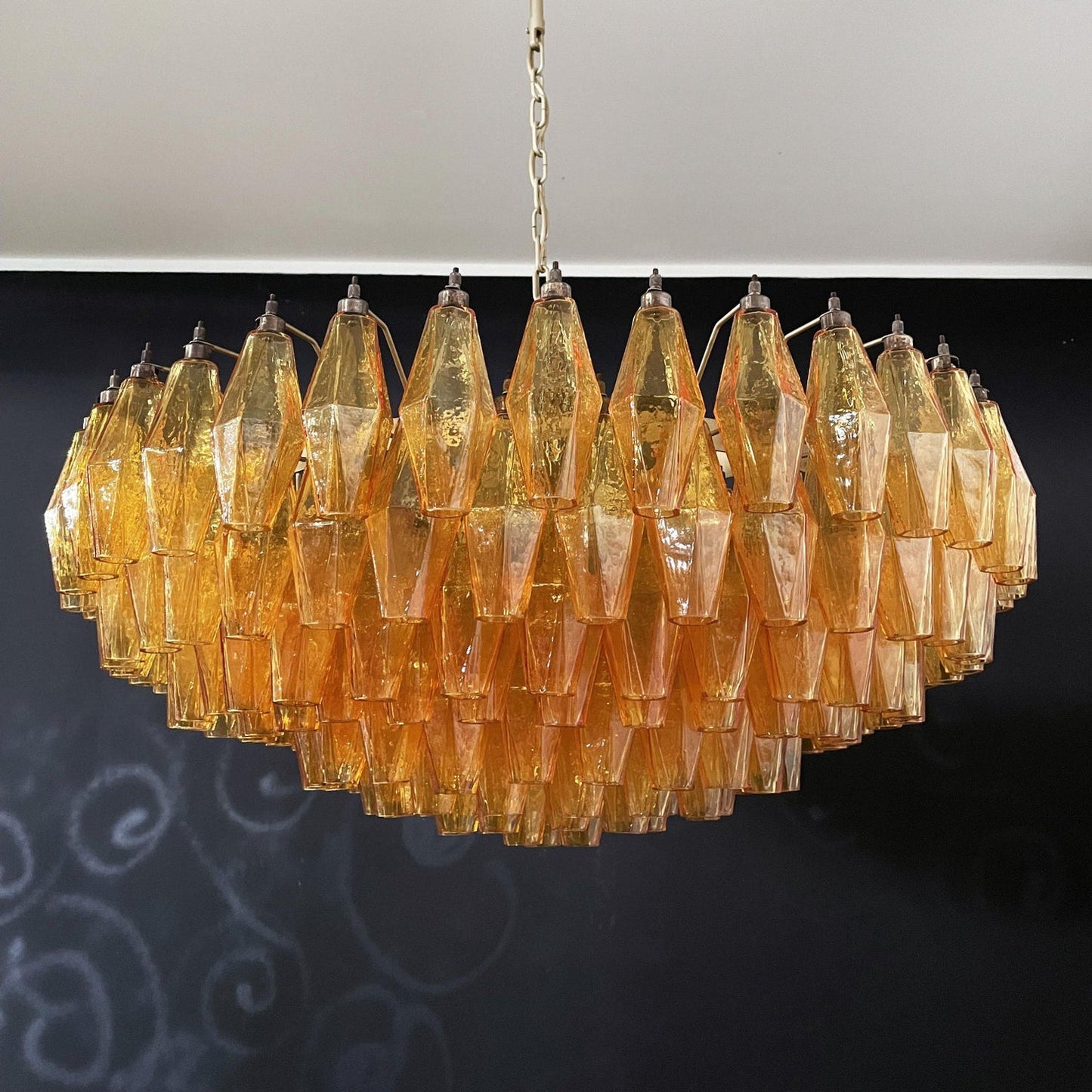 Murano Rhombus Amber Glass Chandelier