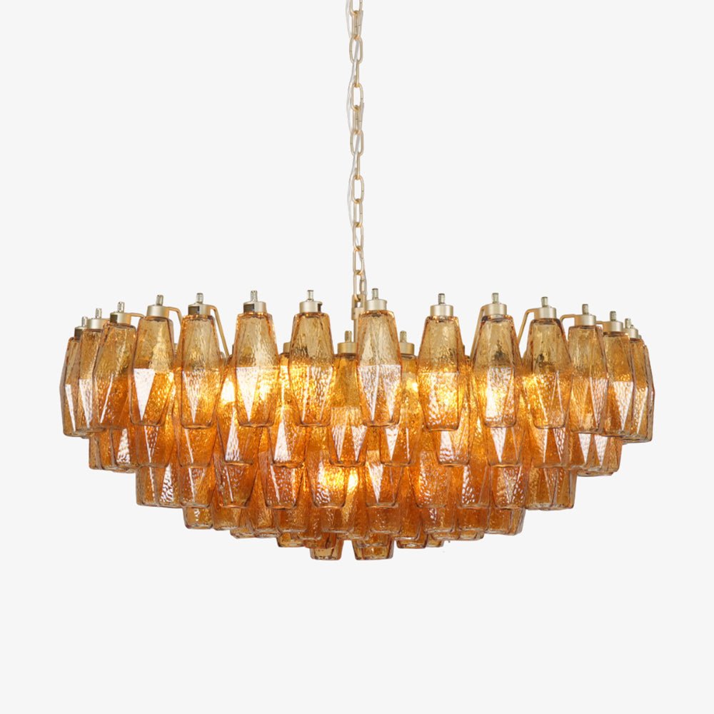 Murano Rhombus Amber Glass Chandelier