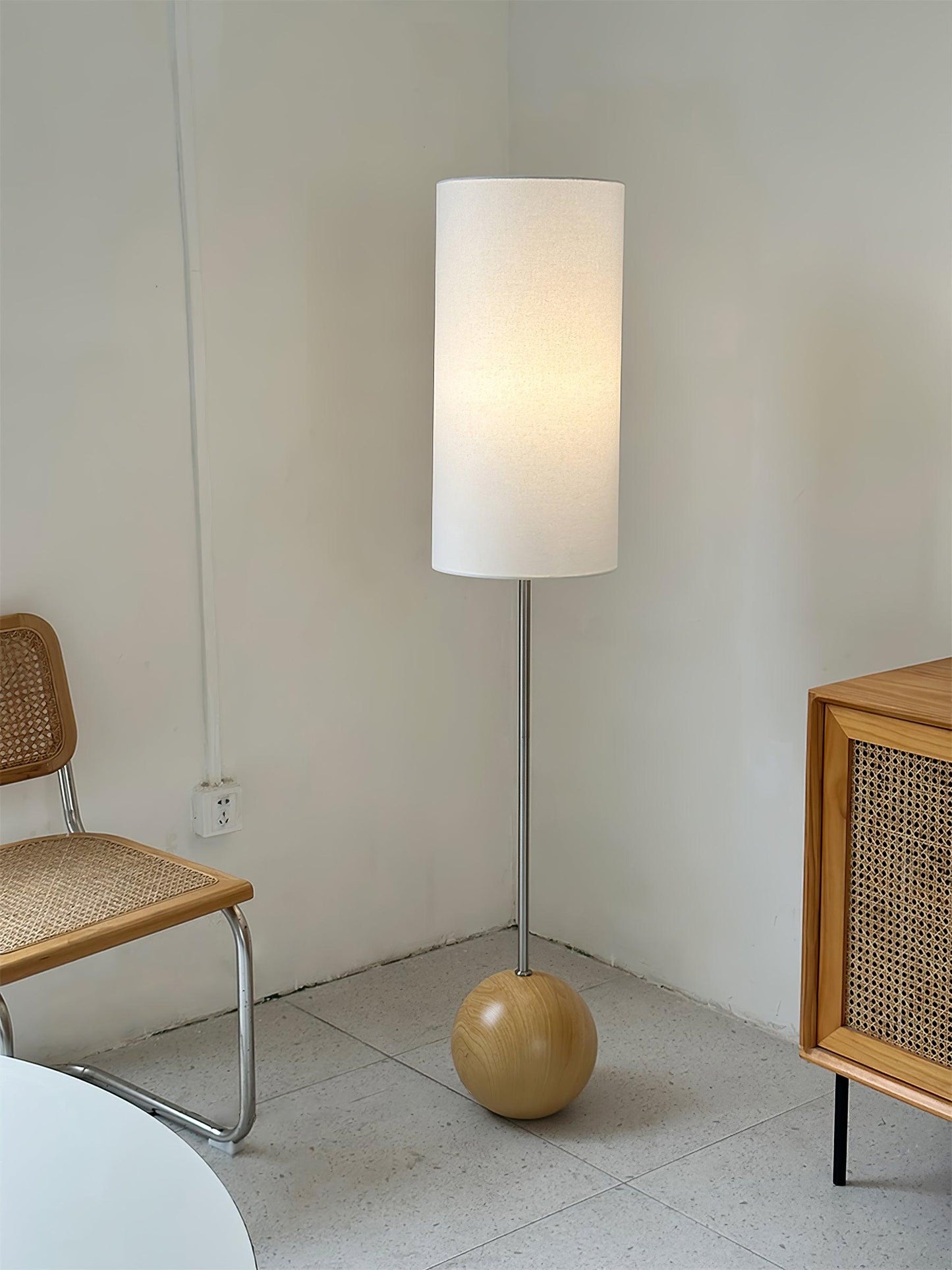 Orbis Wooden Sphere Floor Lamp