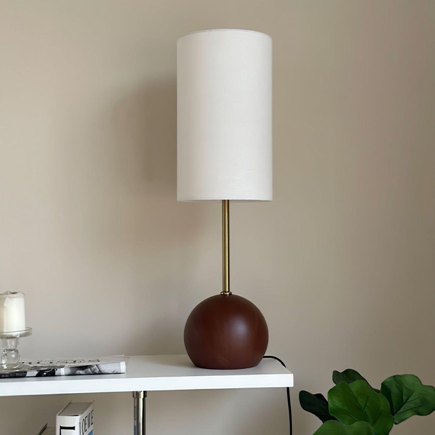 Orbis Wooden Sphere Table Lamp