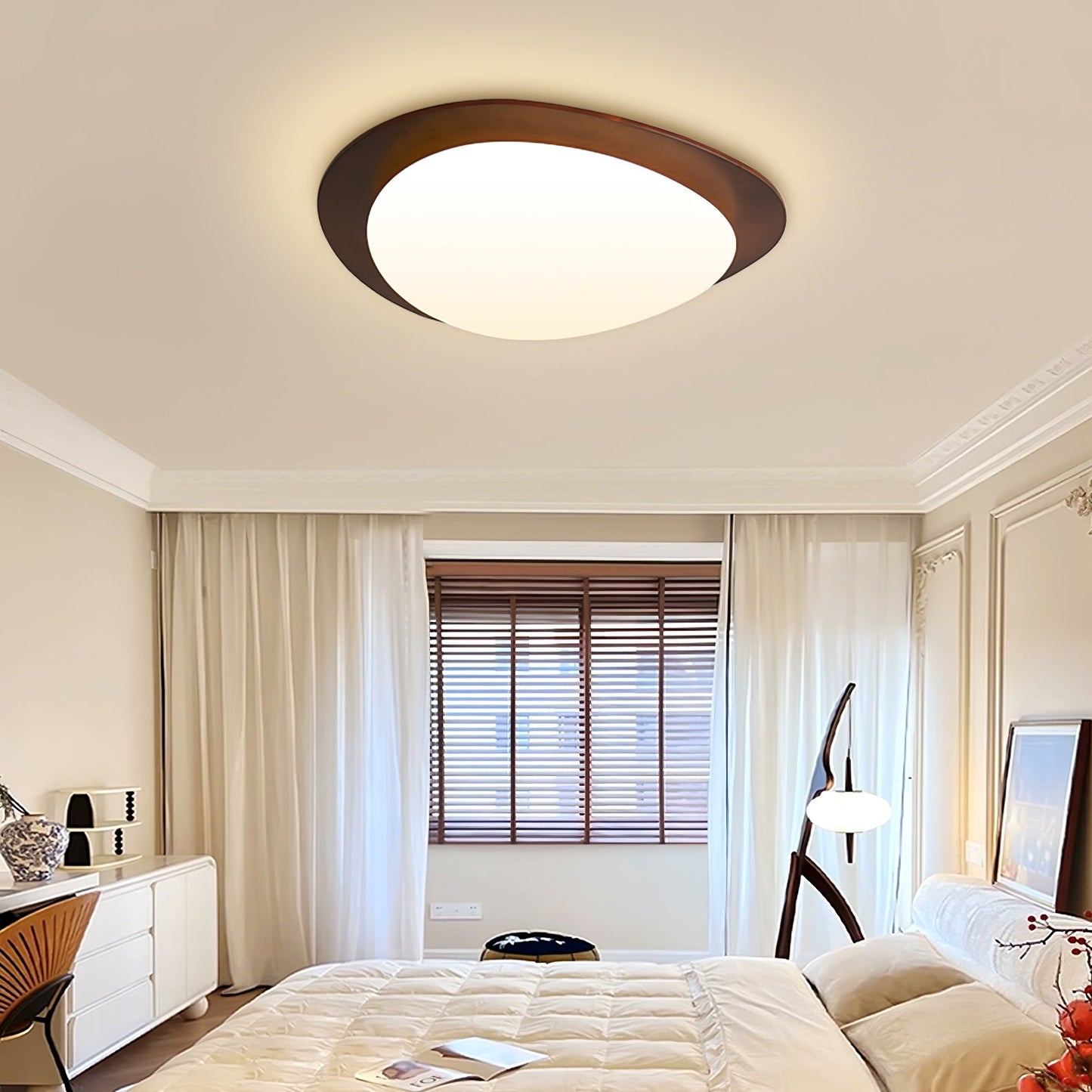 Pebble Walnut Ceiling Light