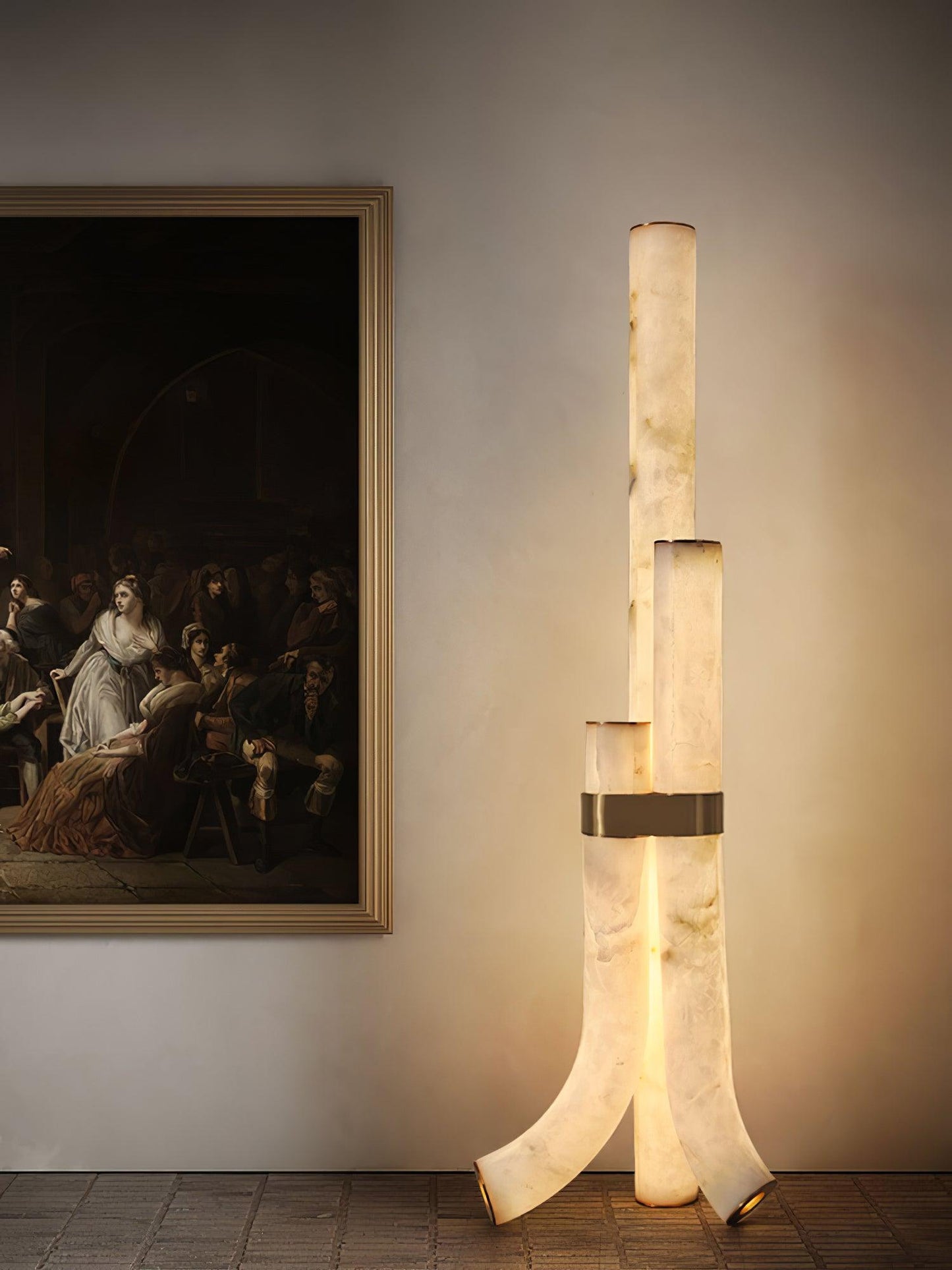 Piped Alabaster Floor Lamp