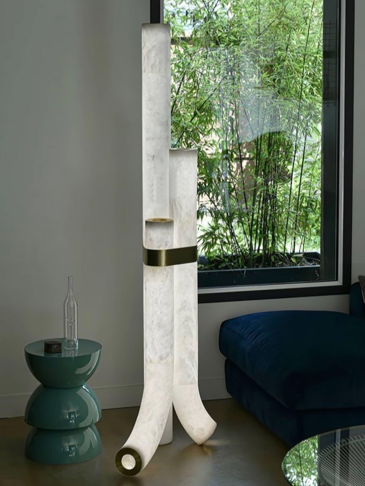 Piped Alabaster Floor Lamp