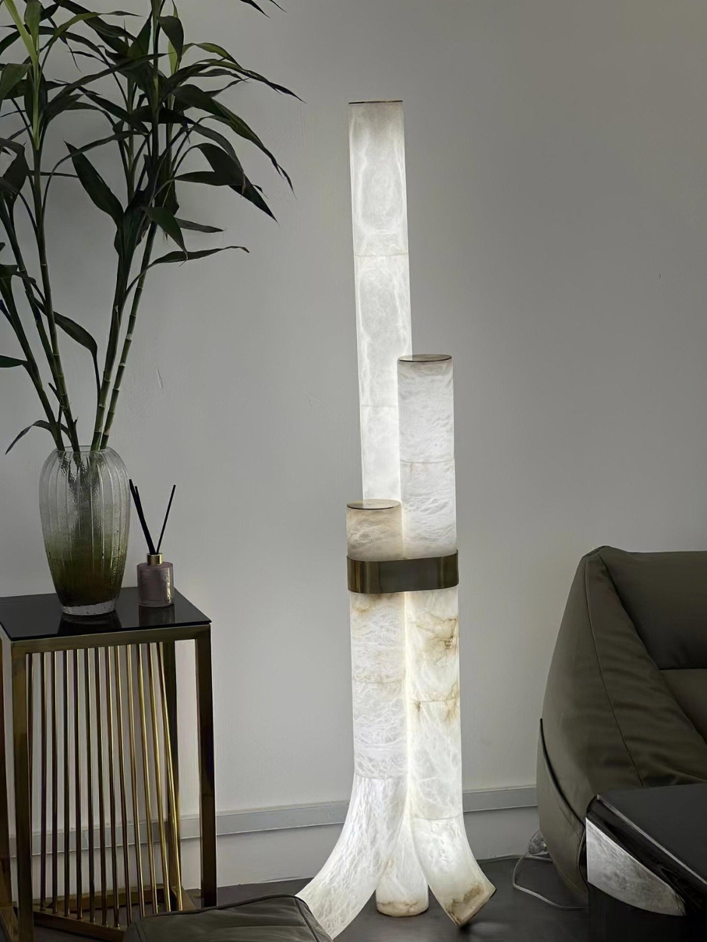 Piped Alabaster Floor Lamp