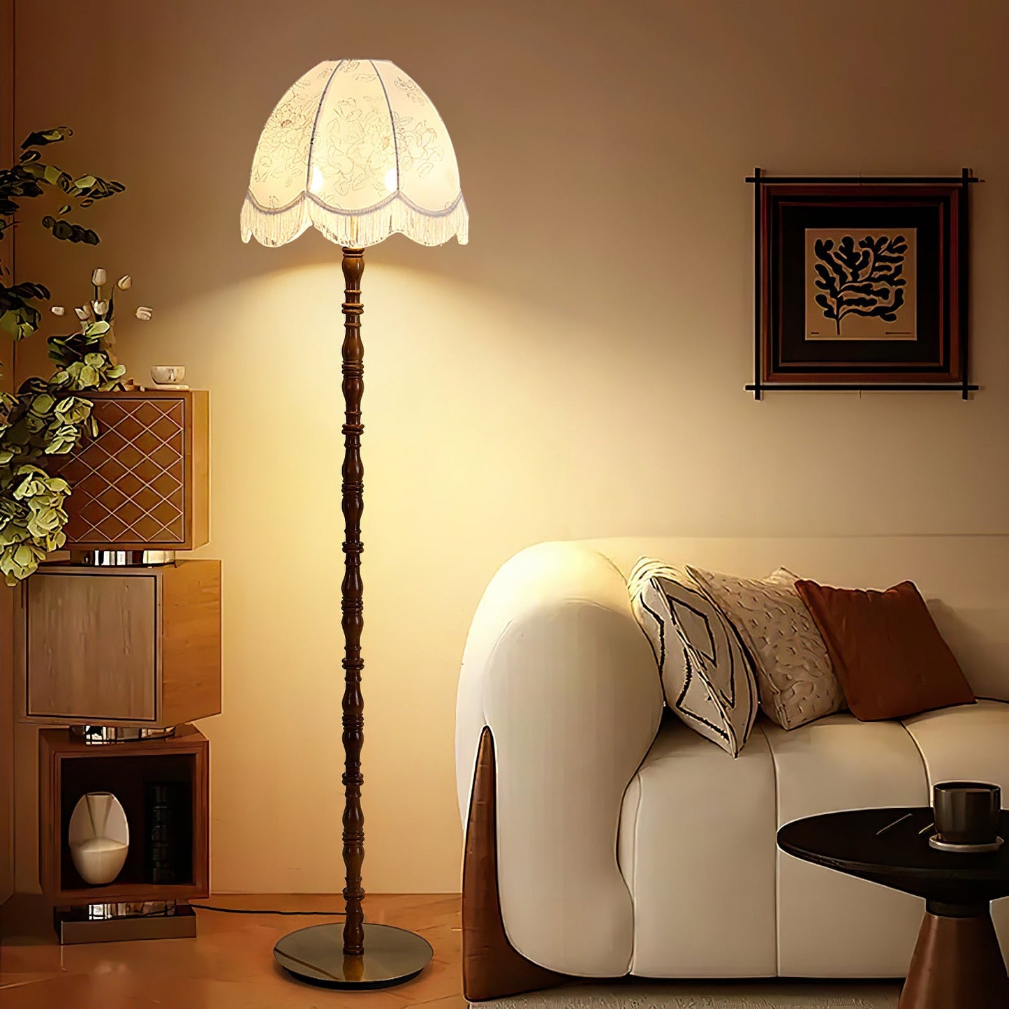 Printed Tassel Floor Lamp