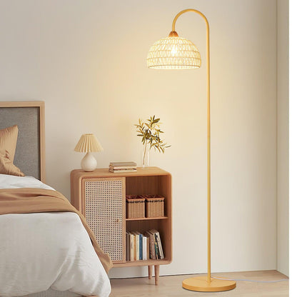 Rattan-Bogen-Stehlampe 