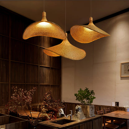 Rattan Weave Hat Pendant Light