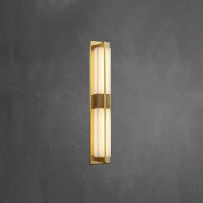 Rectangular Alabaster Brass Wall Sconce