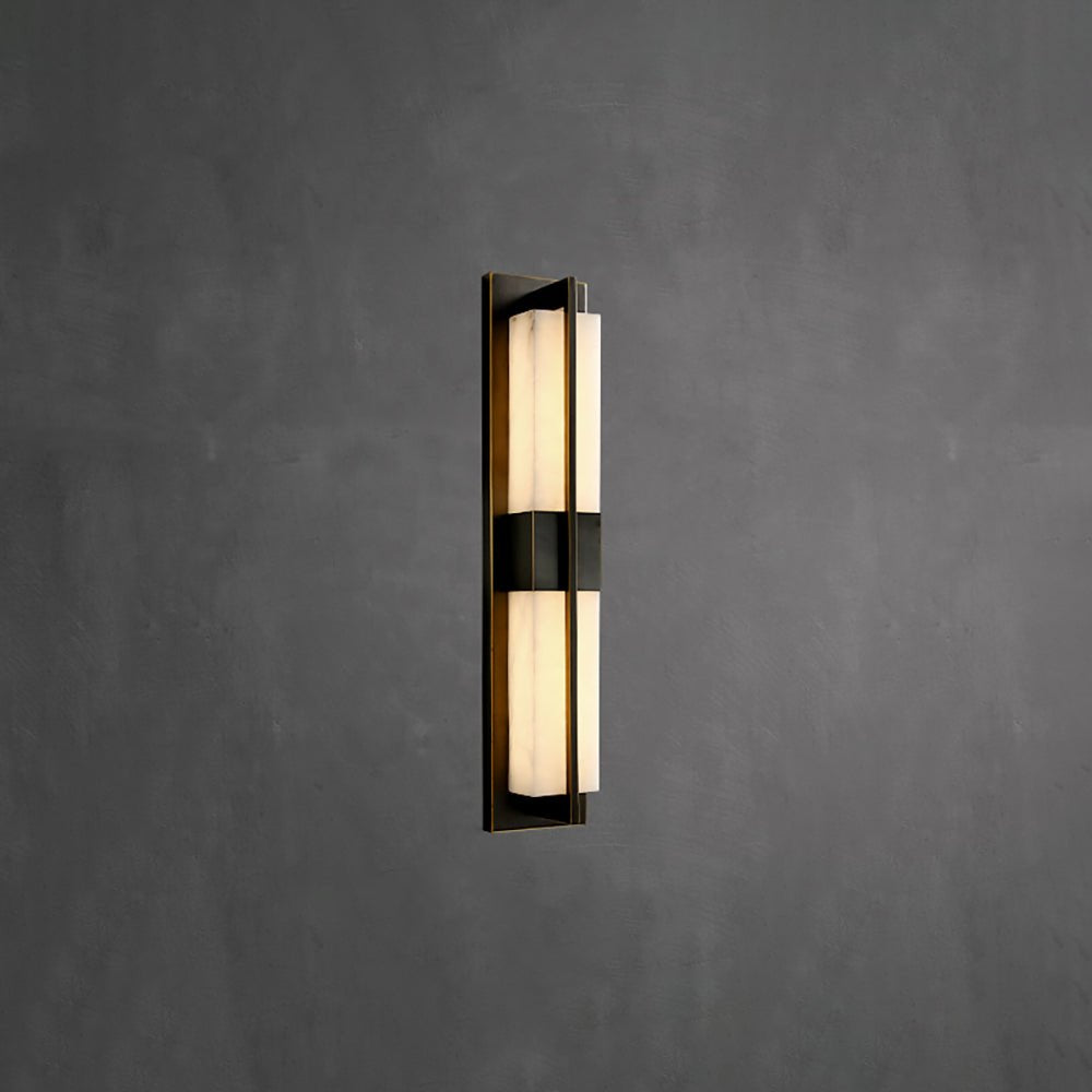 Rectangular Alabaster Brass Wall Sconce