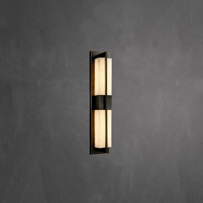 Rectangular Alabaster Brass Wall Sconce