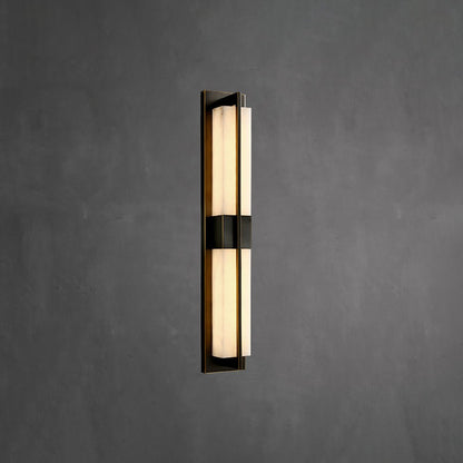 Rectangular Alabaster Brass Wall Sconce