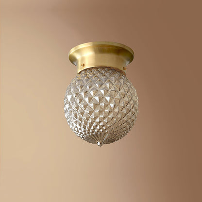 Reeded Globe Flush Ceiling Light
